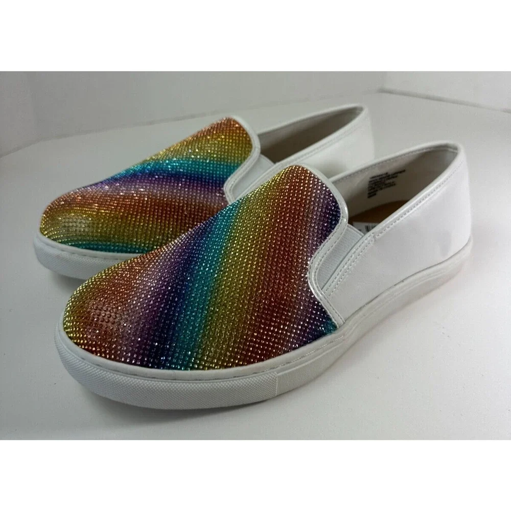 Torrid Embellished Slip On Sneakers Celebrate Love Rainbow Shoes Women's Size 9W - Picture 3 of 15
